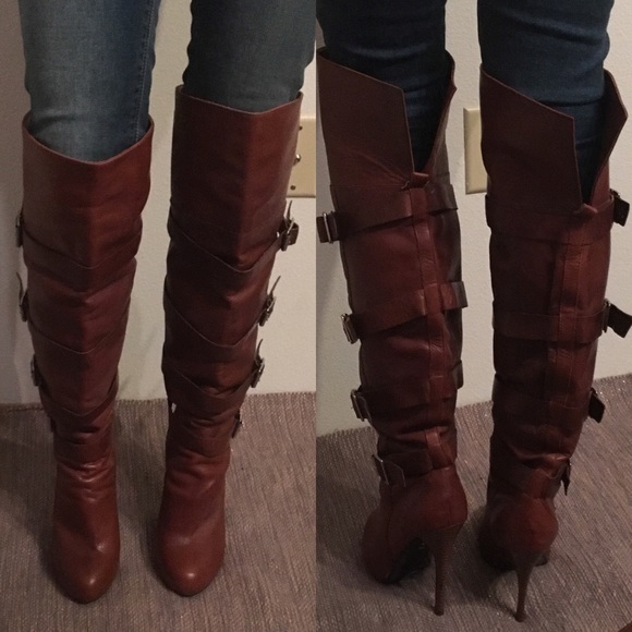 BCBGeneration Leather Over Knee Buckle Boots - Picture 2 of 8